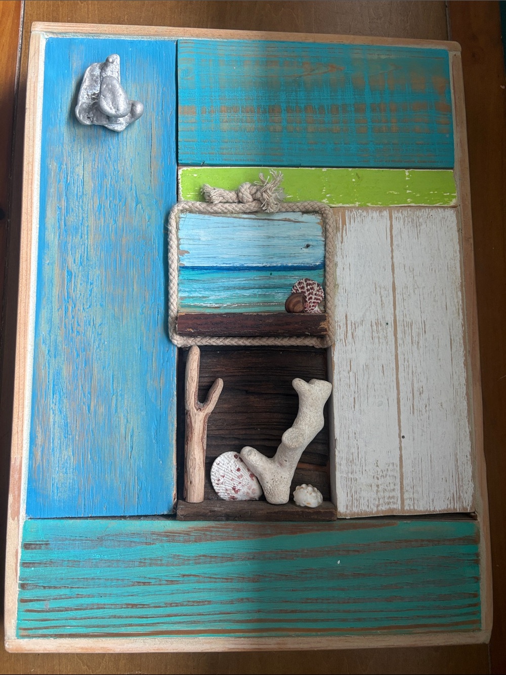 Seaside Rustic Wall Art - Blue & Turquoise Coastal Panel